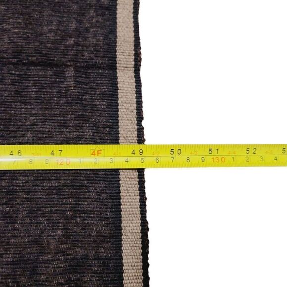 New Hand Wowen Chocolate Brown Fringed Shawl Throw With Gold Trim 49" x 88" - Picture 6 of 7